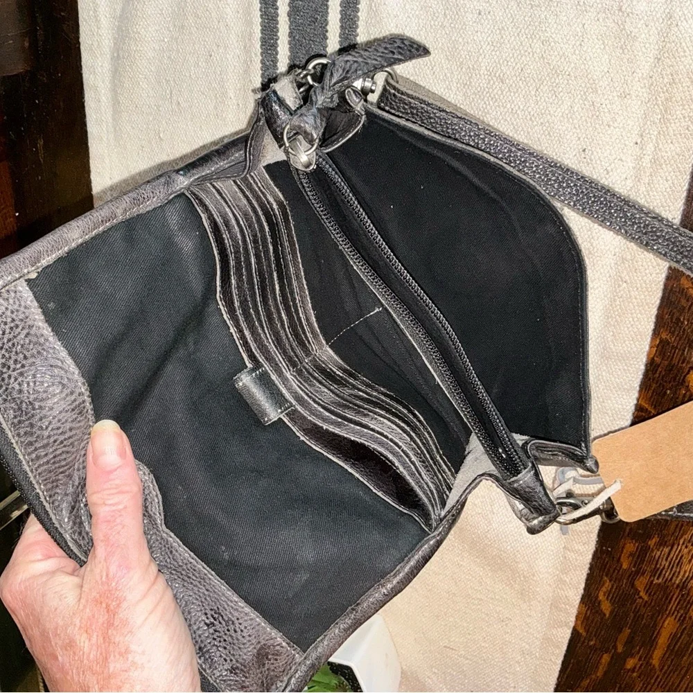 NWT Bed Stu Leather Amina Crossbody Clutch Wallet Black Rustic MSRP $185 - Picture 13 of 16